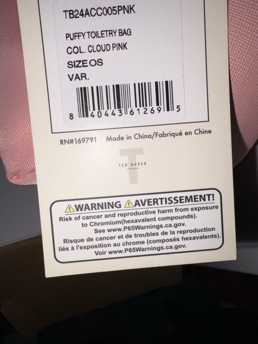 Ted Baker Blush Pink Satin Travel Makeup Pouch - Picture 7 of 7